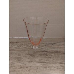 Vintage Pink Glass Goblet With Elegant Stem Design 6 1/8"
